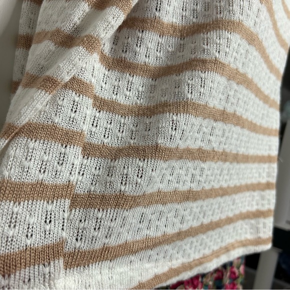 Postmark Anthropologie Layered Floral Stripes Sweater Pullover Top Size Medium - Picture 5 of 10